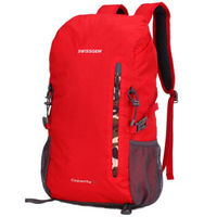 SVVISSGEM 双肩包男女 14英寸双肩电脑包 大容量时尚休闲旅行包背包户外登山包28L SA-9831 红色