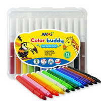 AMOS儿童水彩笔韩国进口可水洗画笔绘画工具—12色水彩笔