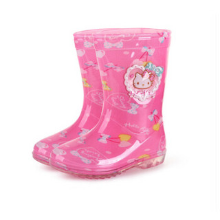 凯蒂猫（HELLO KITTY）女童卡通中筒防滑胶鞋小孩雨鞋 KT60002粉红色 26码
