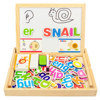 木贵婴 儿童双面磁性拼图木制字母拼音画板 宝宝绘画写字板MGY0011