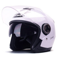 野马（YEMA）623摩托车头盔男女士夏季机车安全帽双镜片电动车半盔 四季 均码 白色