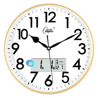 Compas 康巴丝 挂钟客厅 万年历钟表挂墙现代石英钟日历时钟 3008带日历 竹木色