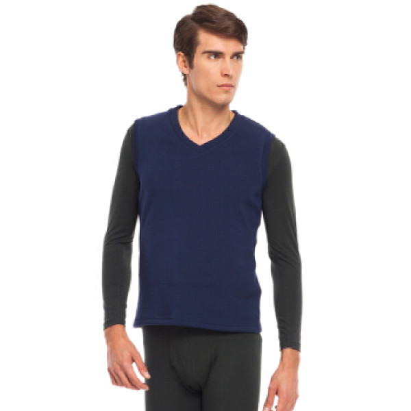 商品threegun 三枪 男士背心桑狐立绒v领护胃紧身男背心 藏青 2xl 226