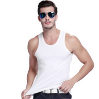 雪中飞 SNOWFLYING 男士背心纯色丝光棉背心 男款四季常备打底衫 X-600211 白色 XXL(180) (白色、XXL、粘纤)