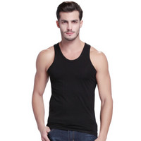 雪中飞 SNOWFLYING 男士背心纯色丝光棉背心 男款四季常备打底衫 X-600211 黑色 XXL(180) (黑色、XXL、粘纤)