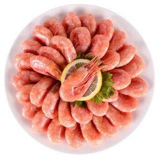 海买 仁豪水产头籽北极甜虾熟冻冰虾净重1.5kg 80-100只/kg 头籽率80% 即食冰虾