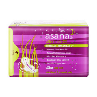 阿莎娜(Asana)超薄棉面360加强型夜用卫生巾5片