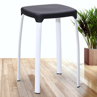 华恺之星 凳子椅子休闲时尚彩色换鞋凳加厚塑料凳子矮凳 黑色