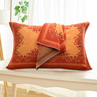 金号毛巾家纺 纯棉提缎加厚枕巾 单人枕头巾 柔软透气 一对2条装 棕色 79*50cm