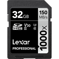 Lexar雷克沙SD卡32G 1000X UHS-II V60高速SD卡32G存储卡SDHC单反相机内存卡150MB/S class10 32G内存卡