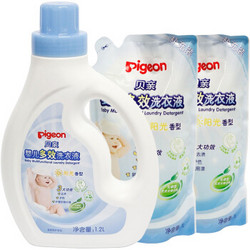 贝亲(Pigeon) 洗衣液 婴儿洗衣液 促销装 1.2L+1.0L*2  (阳光香型) PL247 *2件+凑单品