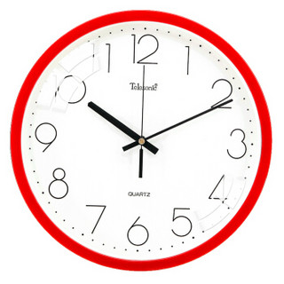 天王星（Telesonic）挂钟 客厅创意钟表现代简约静音钟时尚个性3D立体时钟卧室石英钟圆形挂表S9651-3红色