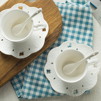 瓷工巧匠 陶瓷茶具咖啡杯套装陶瓷杯创意咖啡杯子套装 2杯2勺2碟