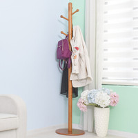 施豪特斯（SHTS）衣帽架 橡胶木材质蘑菇头衣架落地式衣帽架挂衣架V134 蜜糖色