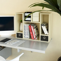 慧乐家 书柜书架 双抽桌面收纳柜 带抽屉层架 简易置物收纳架 白枫木色 12253