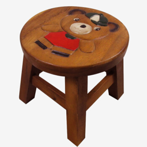 商品贝臻家 泰国进口免安装实木圆凳 时尚简约凳子 卡通小凳子 换鞋凳