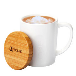 TOMIC 特美刻 马克杯 带盖咖啡杯子情侣陶瓷杯懒人大容量牛奶杯水杯茶杯 TCL1317 白色 520ML