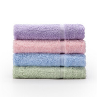 大朴（DAPU）创意可裁剪纯棉素色毛巾/面巾4条装 柔软舒适 A类 粉/蓝/紫/绿 110g/条 34*76cm