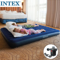 INTEX 充气床垫双人特大蓝色植绒加厚气垫床户外野营帐篷防潮垫子203x183x22cm 68755