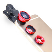 猎奇(LIEQI) 手机镜头 广角+鱼眼+微距套装 拍照神器 手机外置镜头 单反手机镜头 手机自拍镜头 通用型 红色