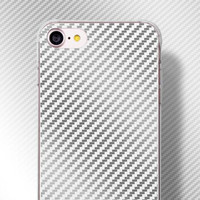 摩米士(MOMAX)苹果8/7手机壳 iPhone8/7手机保护套 碳纤维纹理耐磨防撞保护壳 银色