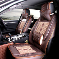 布雷什(BOLISH)五座四季通用汽车坐垫全包夏季冰丝凉垫斯柯达ix35思域车垫汽车用品皮加冰丝豪华款魅力棕