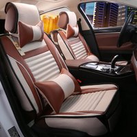 布雷什(BOLISH)五座四季通用汽车坐垫夏季凉垫仿亚麻养生全包围汽车座套座垫车垫车内饰品皮麻豪华款魅力咖