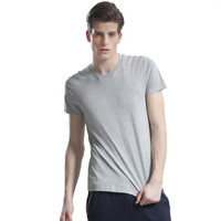 TINSINO 纤丝鸟 男士半袖木代尔棉圆领纯色舒适半袖衫 麻灰色 XL (灰色、XL、其他)