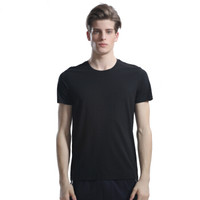 TINSINO 纤丝鸟 男士半袖木代尔棉圆领纯色舒适半袖衫 黑色 XL (黑色、XL、其他)
