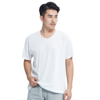 YOUR SUN 宜而爽 男款全棉简约休闲打底衫 夏季圆领运动短袖纯色2件装 1941111-2 白色 XXL/180 (白色、XXL、棉)
