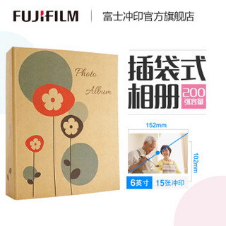 富士（FUJIFILM） 200张大容量 6英寸牛皮纸花朵相册 附15张6英寸照片