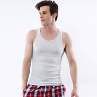 TINSINO 纤丝鸟 男士纯棉罗纹背心吸汗透气打底背心2条装麻 15083 灰色 L (灰色、L、棉)