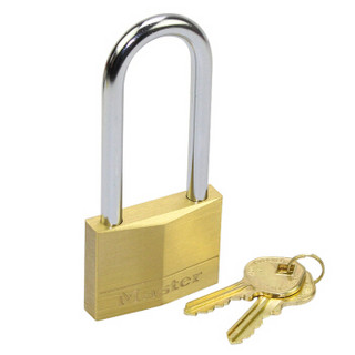 玛斯特（Master Lock）黄铜加长钩挂锁家用实心仓库大门锁150MCNDLJ