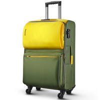BINHAO 宾豪 拉杆箱 轻盈大容量个性旅行箱 静音万向轮行李箱 TSA密码箱子 软箱 6645TTB24英寸 黄配绿