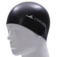 英发(YINGFA) 泳帽 纯色硅胶男女通用成人游泳帽 黑色