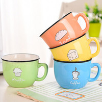 依帝欧EDO 卡通陶瓷杯套装4只装 办公室泡茶杯 创意马克咖啡杯 会议室下午茶杯子
