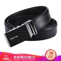博牌BOPAI皮带男士 商务牛皮腰带 自动扣男式休闲裤带 黑色713-005281