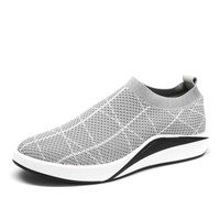 LAORENTOU 老人头 百搭舒适飞织鞋男士轻盈时尚网鞋套脚休闲鞋 22629 灰色条纹 38码