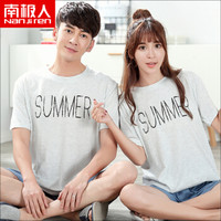 南极人 睡衣女纯棉短袖韩版家居服男休闲情侣睡衣套装SUMMER款 男L