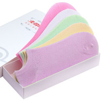 北极绒袜子女短袜防脱运动船袜女袜子女士棉袜5双混色礼盒装隐形袜 纯色女船袜均码