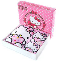 亚光 毛巾家纺 Hello Kitty凯蒂猫泡泡糖 纯棉卡通蒸汽割绒 方巾面巾浴巾 礼品礼盒 三件套礼盒装