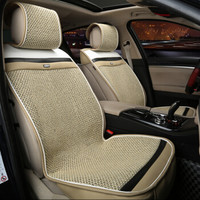 WRC 运动棉麻汽车坐垫 四季通用 半包座垫 米色 [厂家直发]