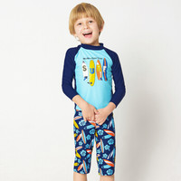 弈姿 儿童泳衣 男童宝宝分体防紫外线冲浪服 12/13岁150-160cm 冲浪板印花 Ezi16007