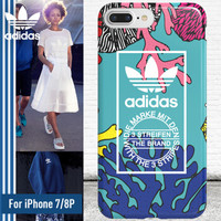 adidas（阿迪达斯） 苹果iPhone7P\8 Plus手机壳 海洋蓝创意清新款 时尚男女通用 TPU防摔软壳保护套