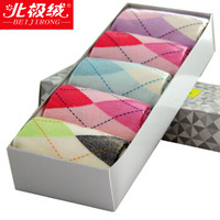 北极绒袜子女短袜四季中厚隐形袜船袜女运动防脱女袜子女士棉袜女中筒袜菱形5双装 均码