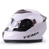 野马（YEMA）829摩托车头盔男全覆式夏季双镜片全盔女电动车跑盔安全帽 四季 均码 白色