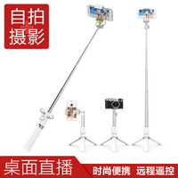 ESCASE 无线蓝牙自拍杆/带三角架 直播/自拍短视频神器 多功能三脚架镜面iphone/安卓通用 ZPG-02珍珠白
