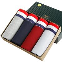 SEPTWOLVES 七匹狼 男士内裤男平角裤中腰透气棉氨明筋片印四角裤 4条盒装混色 XXXL(185/100) 灰色系 蓝色系 96192-4