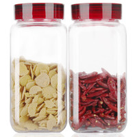 金熊 高白料玻璃密封罐方形厨房收纳储物罐2.4L*2两件套 JM710