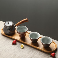 苏氏陶瓷（SUSHI CERAMICS）旅行茶具套装长方竹茶盘干泡手柄茶壶茶杯便携功夫茶具之韵藏天下